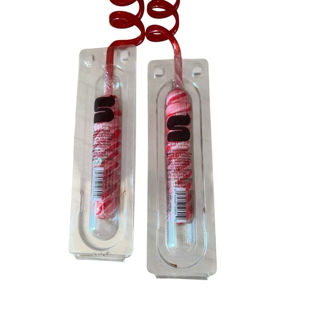 7 Eleven Slurpee Cherry Candy Twist Swirl Straws Set Of‎ 2